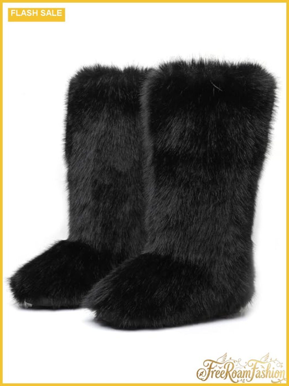 Faux Fur Knee High Winter Snow Boots Fluffy Fuzzy Tall Boots